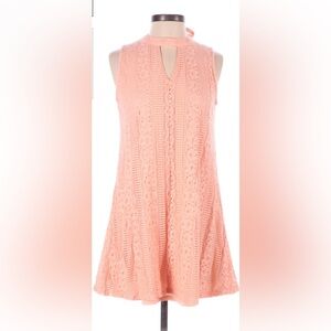 Fun sleeveless tunic or MINI dress! Lace overlay lining - pinkish peach color